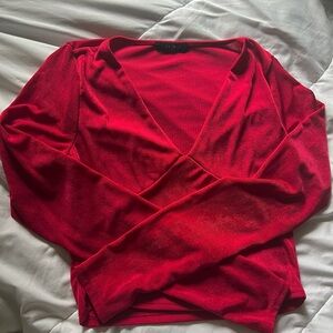 satin red crop top never worn